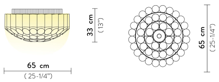Odeon Ceiling Lamp by Slamp, size drawing: Odeon Ceiling 65