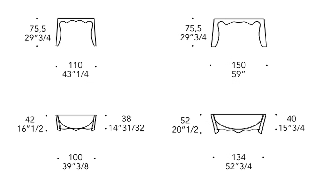 Foulard Console Acqua by Reflex, size drawing
