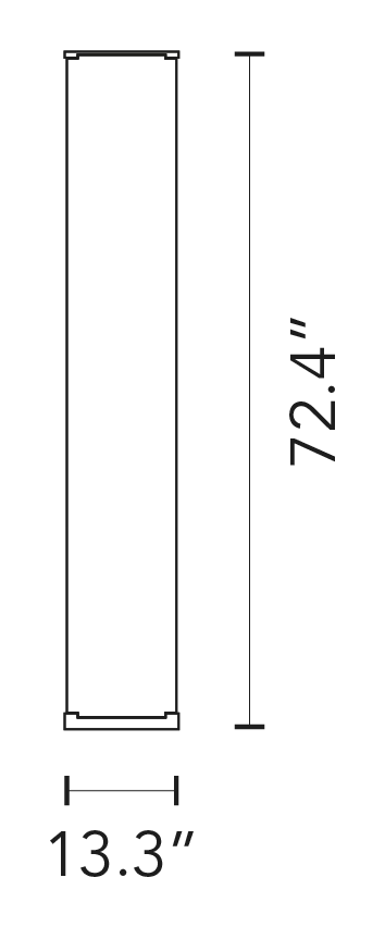 Pirellone Floor Lamp by Fontana Arte, size drawing