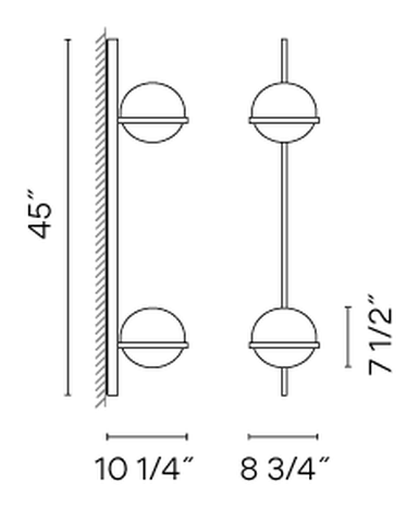 Palma Lighting Collection by Vibia, size drawing: Model 3716