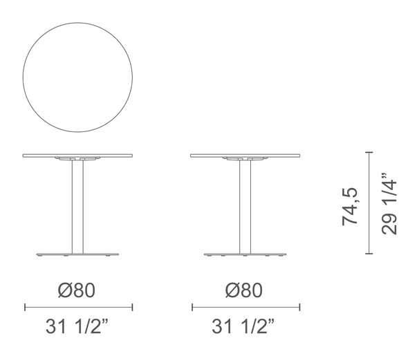 Break Lido Table by Cappellini, size drawing: BEO2A