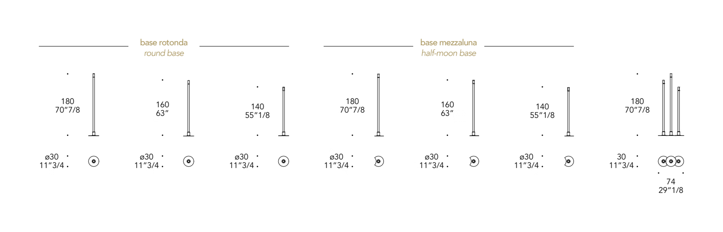 Lucciola Piantana Floor Lamp by Reflex, size drawing