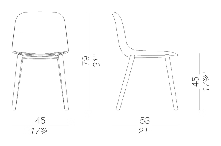 Seela S313 Chair by LaPalma, size drawing