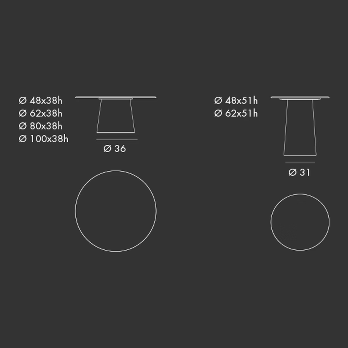 Totem Coffee Table by Sovet, size drawing