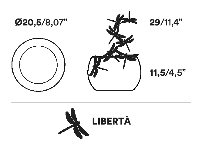 Frutteti Fruit Bowl by Opinion Ciatti, size drawing: LIBERTÀ