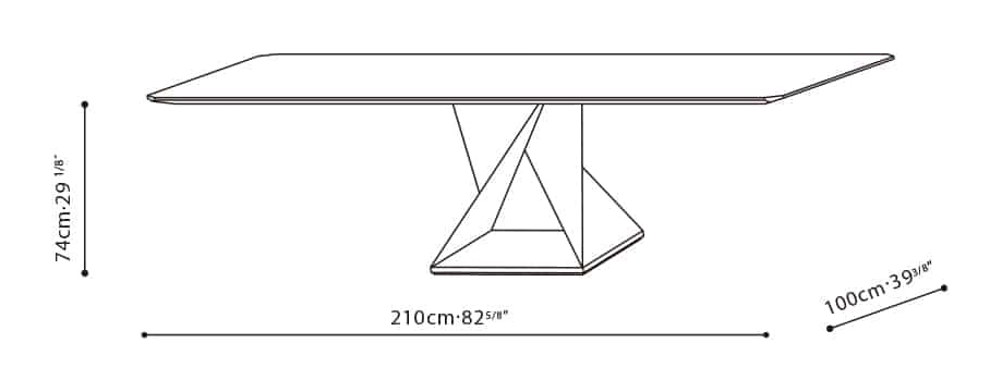 Zing Dining Table by Camerich, size drawing: C05D1204