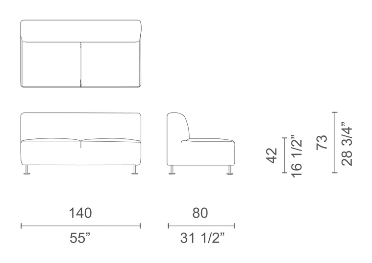 Gambetta Sofa by Cappellini, size drawing: GM_4