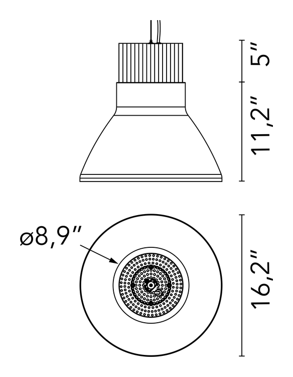Light Bell LED Module by Flos, size drawing