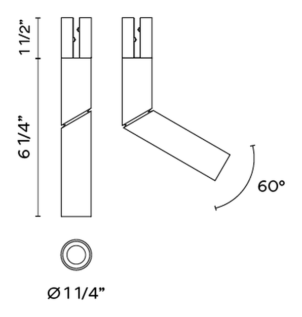 Bind Track Lighting System by Vibia, size drawing: Models 6510, 6514