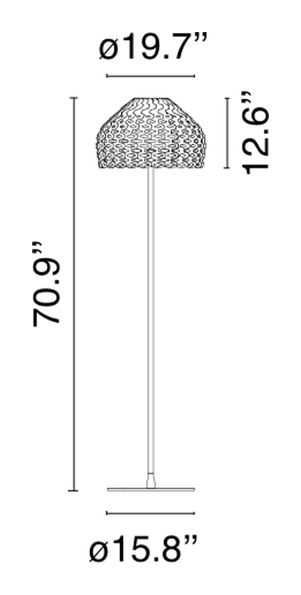 Tatou Floor Lamp by Flos, size drawing