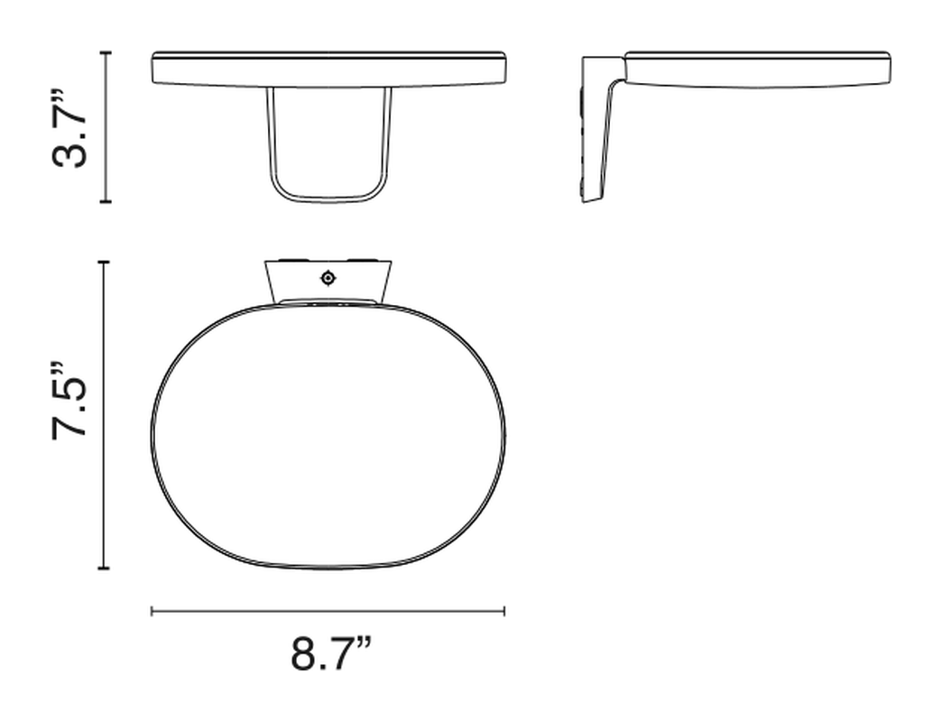 Oplight Wall Lamp by Flos, size drawing