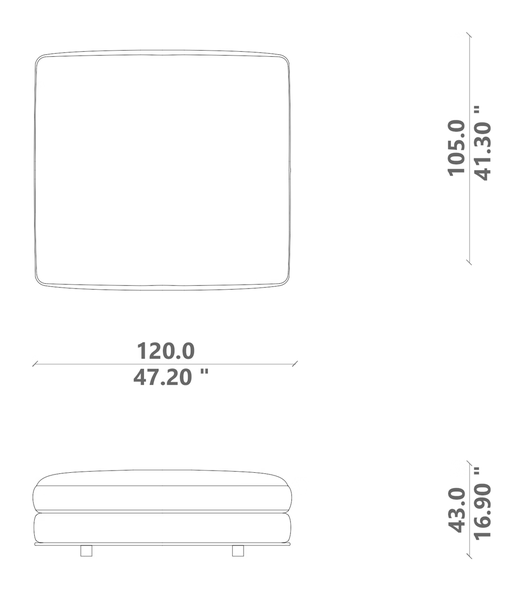 Marvin Ottoman by Talenti, size drawing