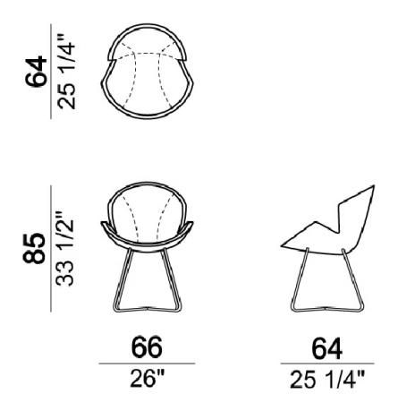 Victoria Chair by Arketipo, size drawing