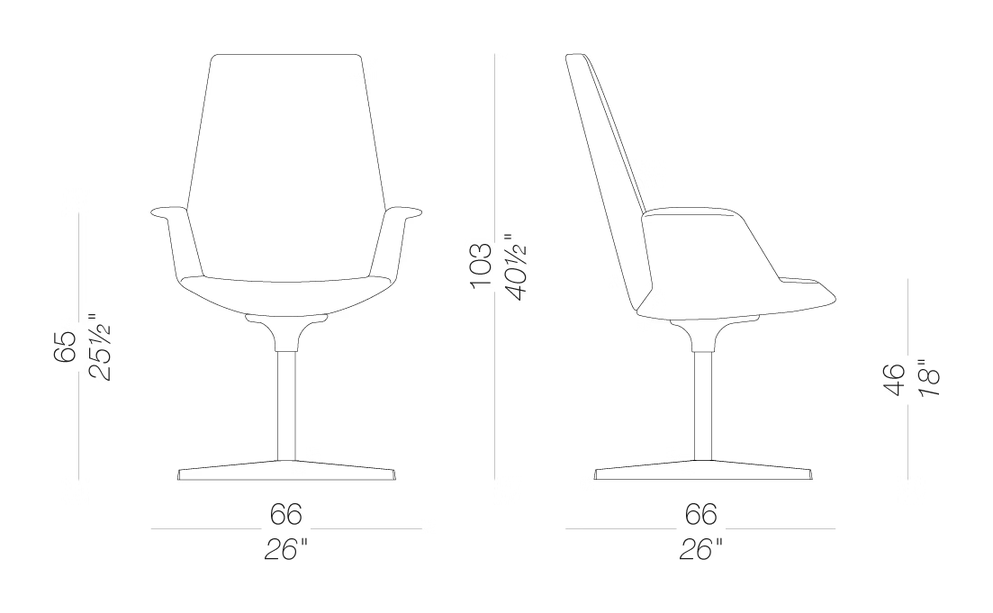 Uno S245 Chair by LaPalma, size drawing