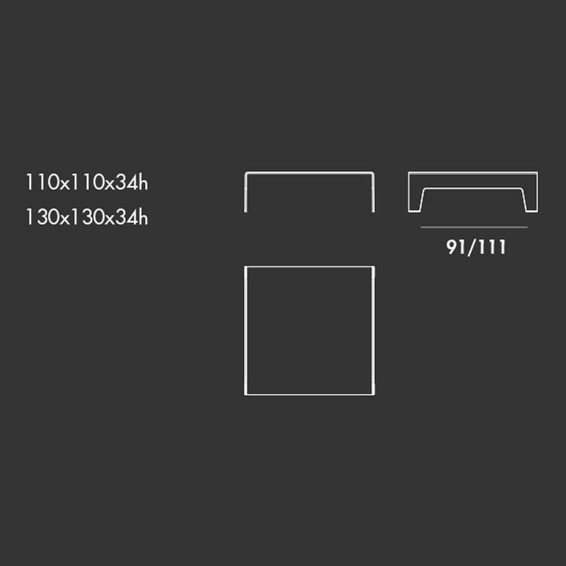 Frog Coffee Table by Sovet, size drawing: Square