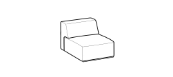Monolith Sofa by Ditre Italia, size drawing: 1-seat central element