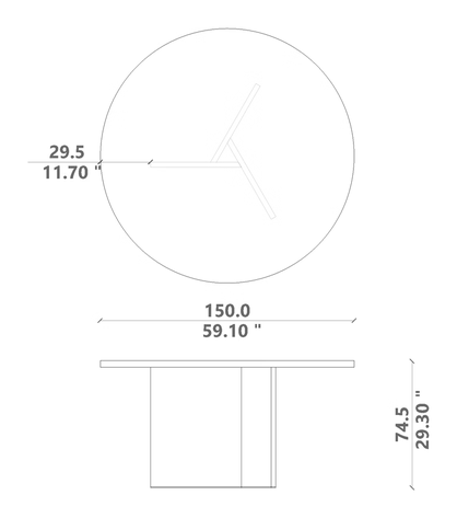 Venice Indoor Dining Table by Talenti, size drawing: Ø 120