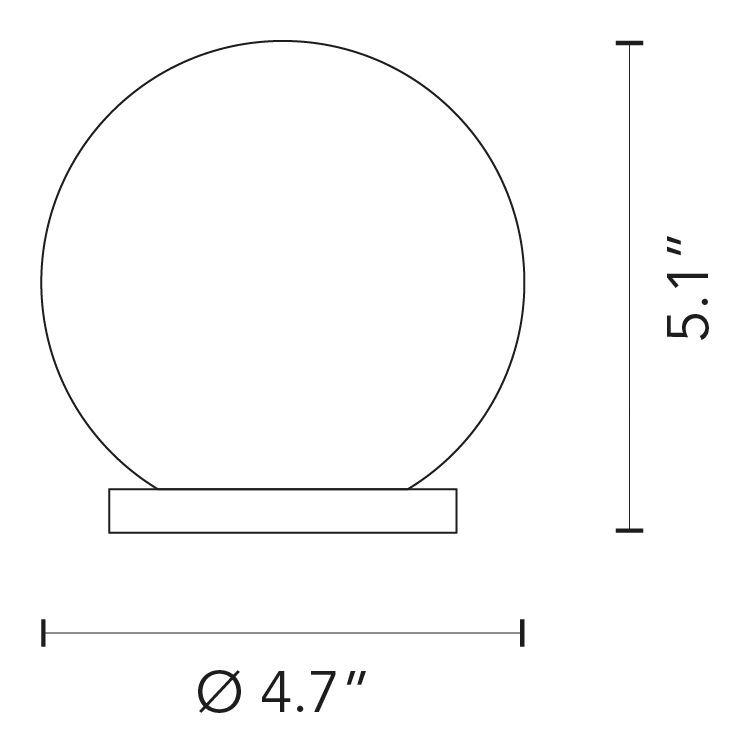 Pallina Table Lamp by Fontana Arte, size drawing