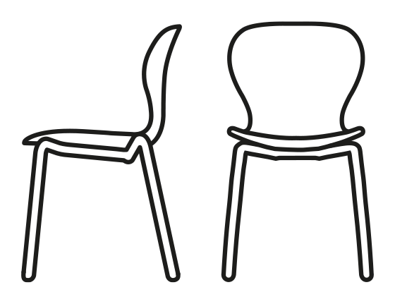 Ops! Chair by Connubia, size drawing