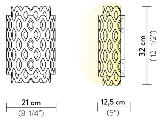 Charlotte Wall Lamp by Slamp, size drawing