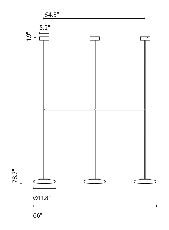 Ihana Ceiling Lamp by Marset, size drawing: Ihana x3 200