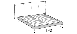 Papilo Bed by Ditre Italia, size drawing: Double size bed for 180x200 cm mattress