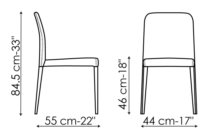 Deli Chair by Bonaldo, size drawing