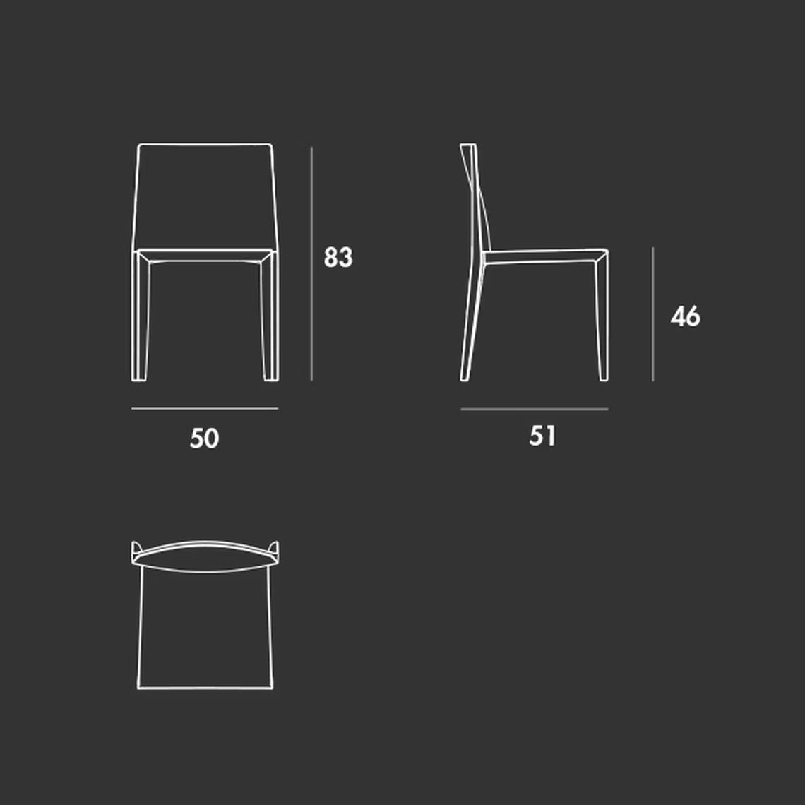 Pura Chair by Sovet, size drawing