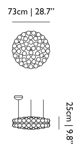 Prop Light Suspended Pendant by Moooi, size drawing: Round Double
