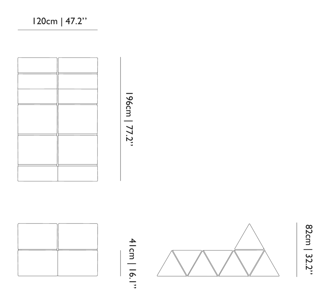 Peaks Sofa by Moooi, size drawing: Lounger Indoor