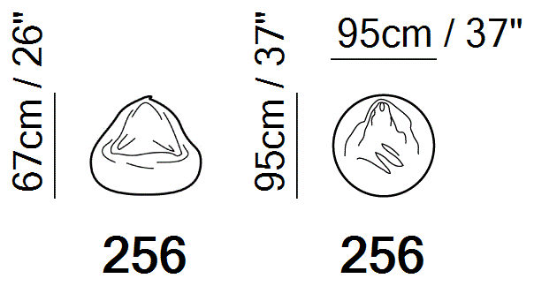 Scacco Bean Bag by Natuzzi Italia, size drawing