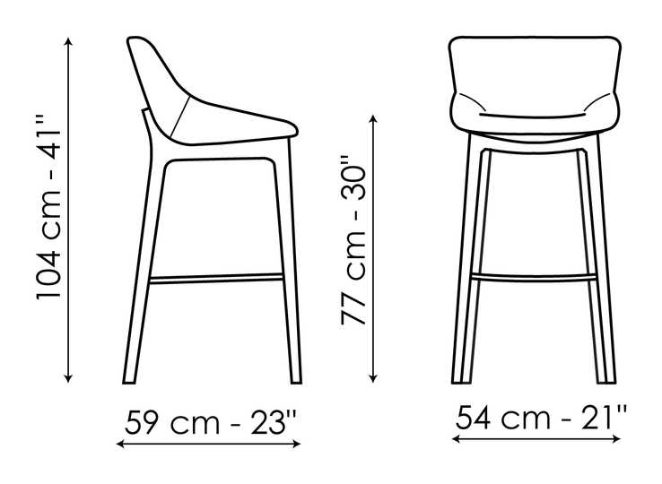 Artika Too Stool by Bonaldo, size drawing: Artika Wood too H 77