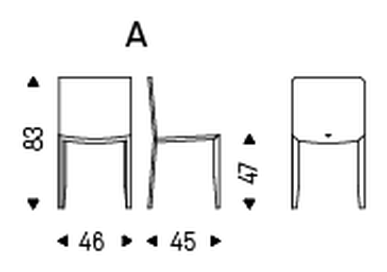 Piuma Edition Chair by Cattelan Italia, size drawing