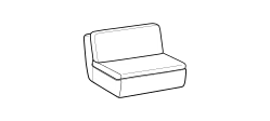 Deck Sofa by Ditre Italia, size drawing: 1-seat maxi central element