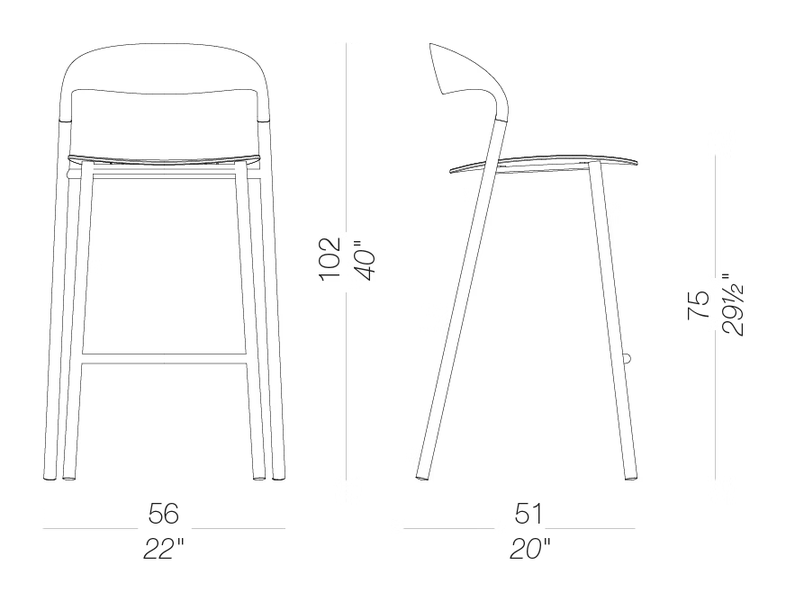 Hawi ES426 Outdoor Counter Stool by LaPalma, size drawing