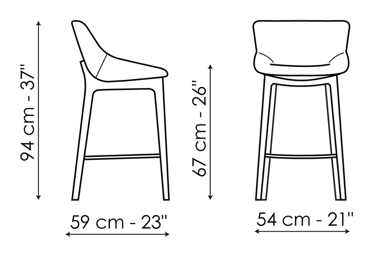 Artika Too Stool by Bonaldo, size drawing: Artika Wood too H 67