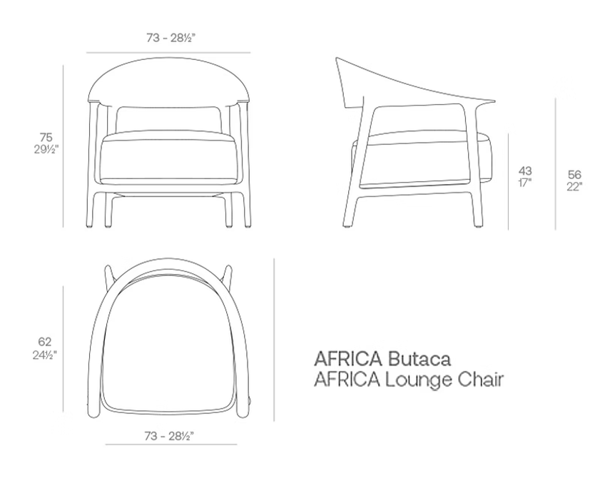 Africa Lounge Chair by Vondom, size drawing
