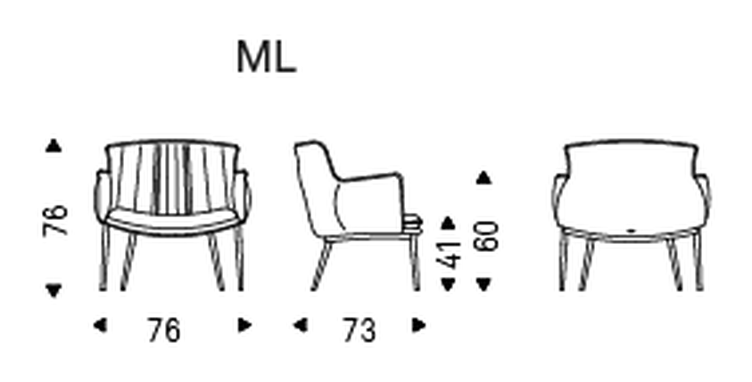 Rhonda Lounge Swivel Armchair by Cattelan Italia, size drawing 3