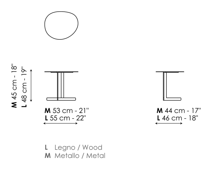 Kumo Coffee Table by Bonaldo, size drawing: Kumo 53 low