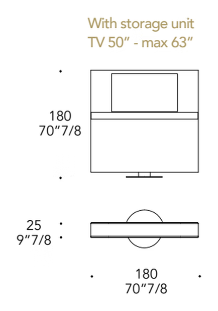 Mirage Porta TV Unit by Reflex, size drawing