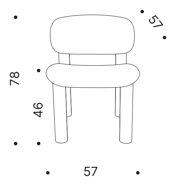 Tottori Chair by Driade, size drawing