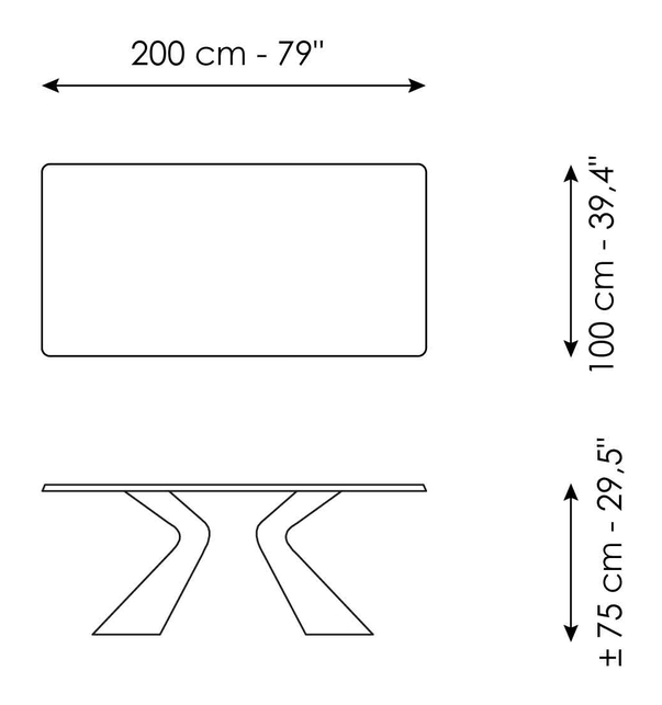 Prora Extendable Dining Table by Bonaldo, size drawing 1