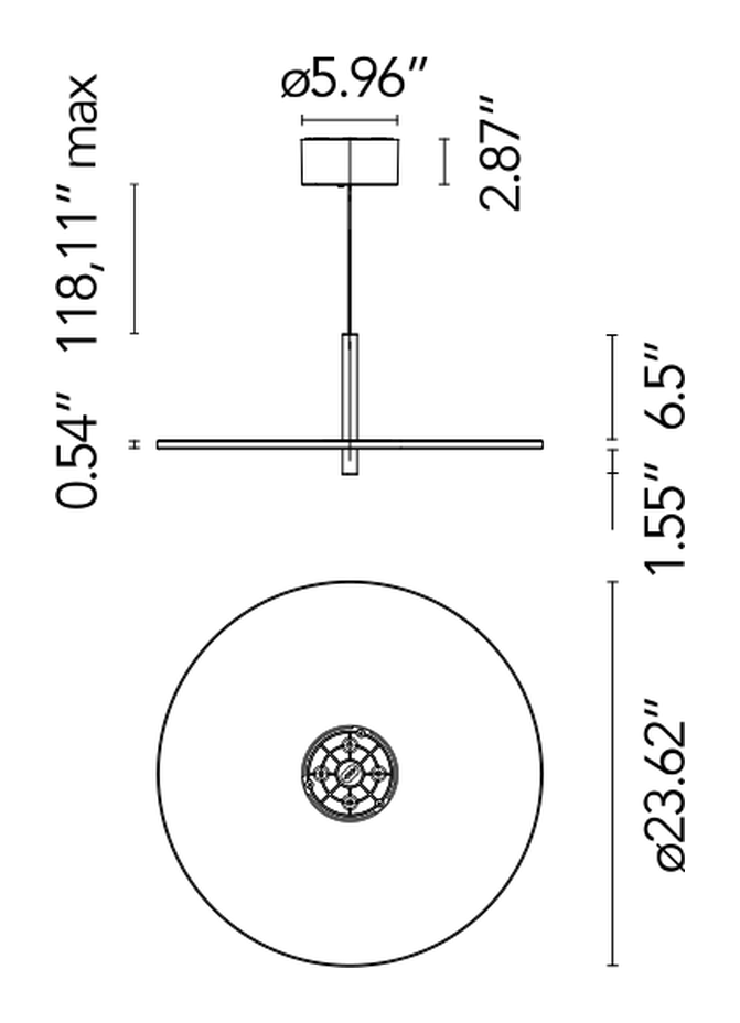 My Disc Pendant Lamp by Flos, size drawing