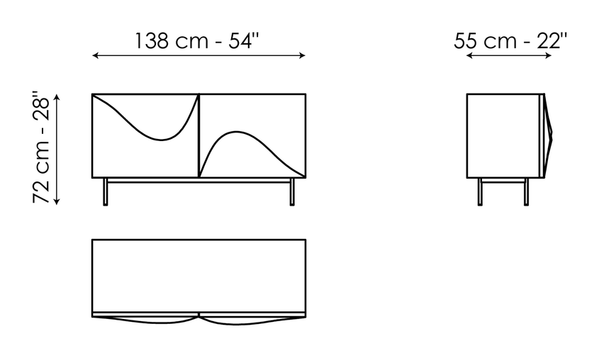 Vertigo Sideboard by Bonaldo, size drawing: Vertigo 138