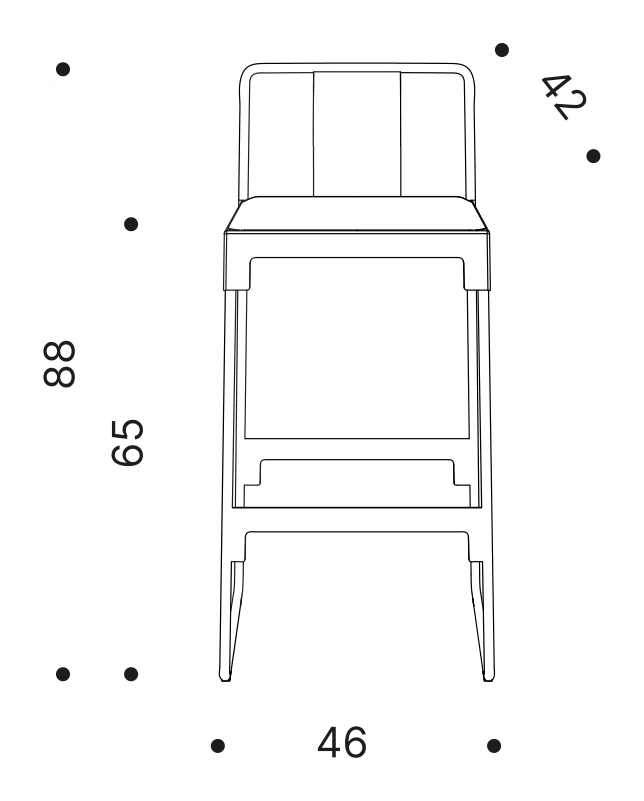 Mingx Counter Stool by Driade, size drawing