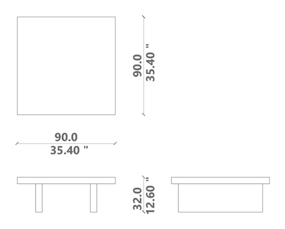 Herbie Coffee Table by Talenti, size drawing: 90 × 90