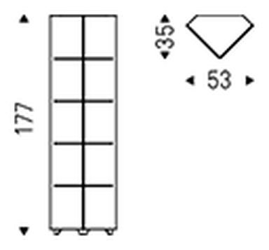Atelier Display Cabinet by Cattelan Italia, size drawing
