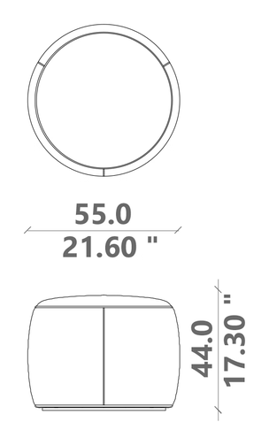 Otis Ottoman by Talenti, size drawing: Ø 55