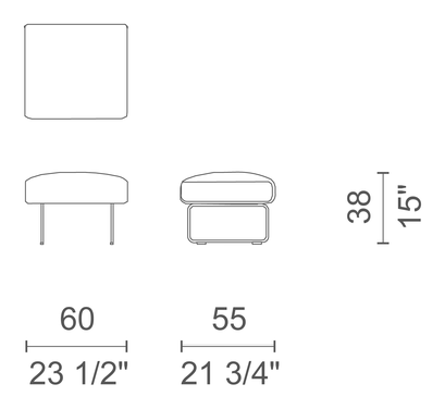 Elan Sofa by Cappellini, size drawing: EN_15 / ENE15