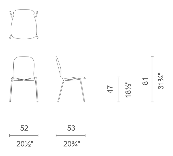 Tate Soft Chair by Cappellini, size drawing: TS_1